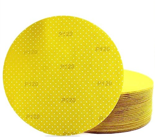 25x Klett-Schleifscheiben gelb Schleifpapier Multiloch Ø 225 mm Körnung für Trockenbauschleifer Giraffenschleifer, Wandschleifer, Deckenschleifer (Korn P120)