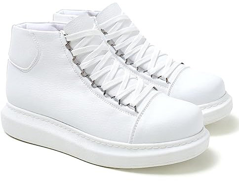 Solaress 958 Herren Sneaker, Leder High-Top Fashion Schuhe (Weiß, eu_Footwear_Size_System, Adult, Men, Numeric, medium, Numeric_37)