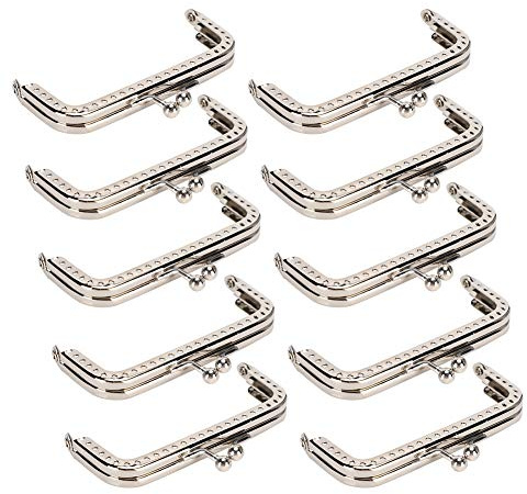 Dekaim Geldbörse Rahmen Kussverschluss,10 Stück Rechteckige Taschengriffe, Geldbörsenrahmen aus Metall, Geldbörsenverschlüsse Für Die Geldbörsenherstellung(8,5 Cm)