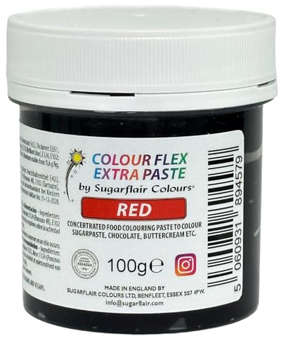 Colour Flex Food Colouring Paste Red - Extra Concentrated, Vibrant Food Colouring For Buttercream, Chocolate, Sugar Paste, Icing, Fondant, Royal Icing, Cake Decorations and More - 100g