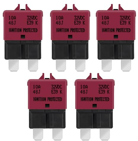 GLOSO flachsicherungen Autosicherungen Sicherungen für KFZ Auto Wohnmobil Boot Motorrad Manuelles Zurücksetzen 5 Stück 10A E39