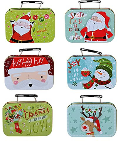 Zeizafa Caja de galletas de lata de caramelo de metal vacía almacenamiento de regalo para caja de dulces de Navidad Bolsa de regalo para decoración de Navidad Caja de dulces de metal