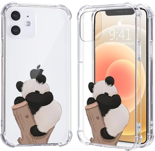 LuGeKe Cute Panda Phone Case for iPhone 7/8/SE 2020, Kawaii Animals Soft TPU Flexible Full-Body Airbag Shockproof Protection Phone Cover for Women Girls