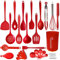 UXIYI Silicone Kitchen Utensils Set, 36PCS Heat Resistant Cooking Utensil with Holder, Kitchen Gadgets and Tools for Nonstick Cookware,36pcs Red