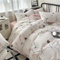 GETIYA Romantisch Blumen Bettwäsche 220x240 Baumwolle Bettwäsche Weiß Rosa Blümchen Bettbezug Doppelbett Herren Damen Deckenbezug Pflanzenmuster mit Reißverschluss und 2 Kissenbezug 80x80