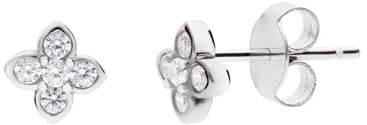 Lucardi - Damen Ohrstecker aus 925er Silber, Blume, Zirkonia - Ohrringe - 925 Silber - Silberfarbig - Nickelfrei