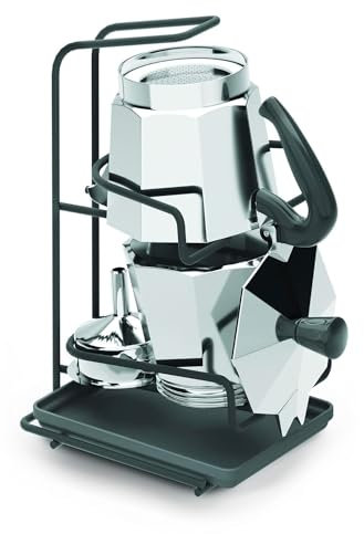 Avilia Sgocciolatore Caffettiera da 4 a 6 Tazzine - Gocciolatoio Moka con Vassoio Raccogli Gocce Estraibile e Manico, 14x16x26cm, Nero