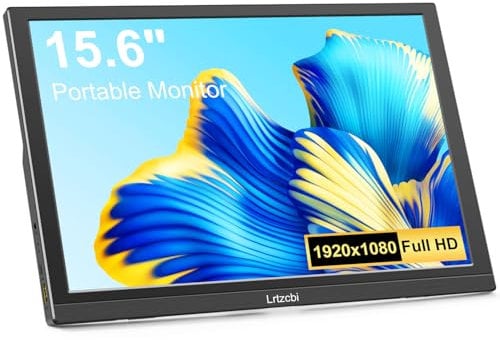 Lrtzcbi Tragbarer Monitor 15,6 Zoll, FHD 1080P IPS Bildschirm Computer Gaming Display Mit HDMI USB Typ-C Anschluss, Portable Monitor für Laptop pc Telefon Xbox PS4 Raspberry pi