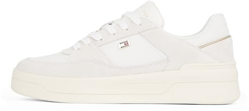 Tommy Hilfiger Donna Sneakers Court Essential Basket Profilo Basso, Bianco (Ecru), 38 EU