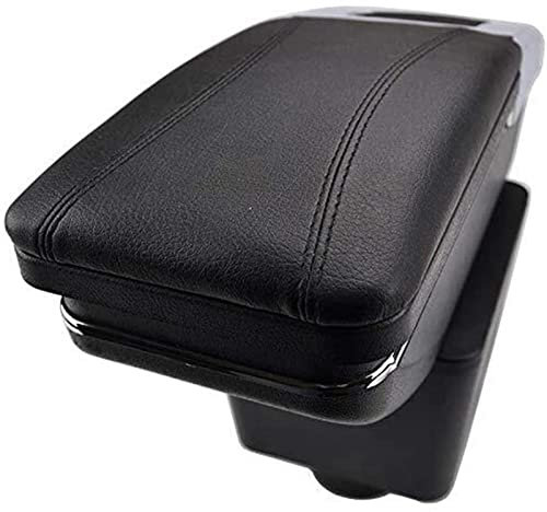 IZQLTWKR Central Console Armrest For V&W Polo 9N 9N3 Mk4 2002-2009 Car Armrest Box Single Layer Rotatable Thread Storage Box With Cup Holder Ashtray(Black Thread)