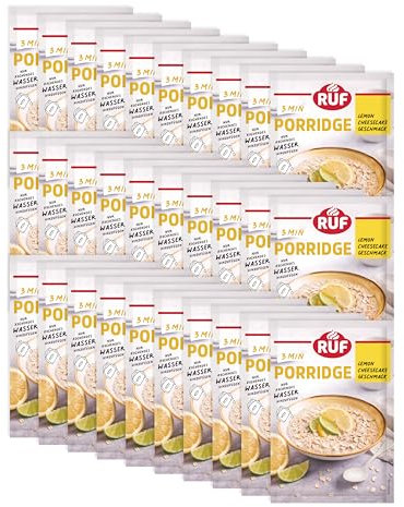 RUF 30er Pack Monats-Vorrat Porridge Lemon Cheesecake, Instant Haferbrei für ein schnelles und gesundes Frühstück, 30 x 65g Beutel