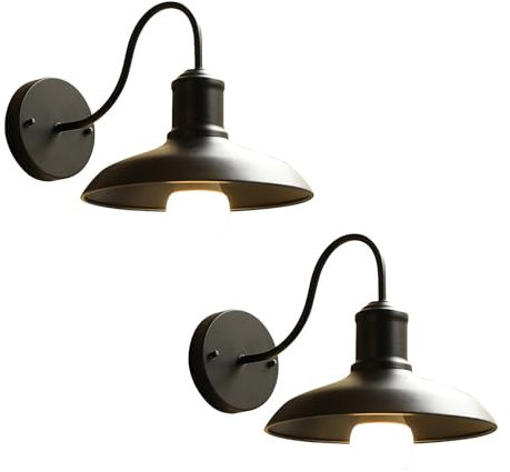 WYQSX Vintage Aussenlampe Wand E27 Aussenlampe IP65 Wandleuchte aussen Außenleuchte Schwarzer industrieller Stil Außenwandleuchte Aluminium Durchmesser 24cm, exkl Leuchtmittel