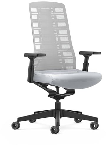 Interstuhl Bürostuhl Pure Active Edition - Der Bürostuhl der Sich Gewicht und Bewegung anpasst - ergonomische Smart-Spring Technologie - Made in Germany (4D-Armlehne, Weiß | Hellgrau)