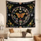 Zodight Orange Schmetterling Wandteppich Mondphasen Tapestry, Pflanzen Blumen Tapisserie Wandbehang für Wohnzimmer Tabelle Zimmer Schlafzimmer