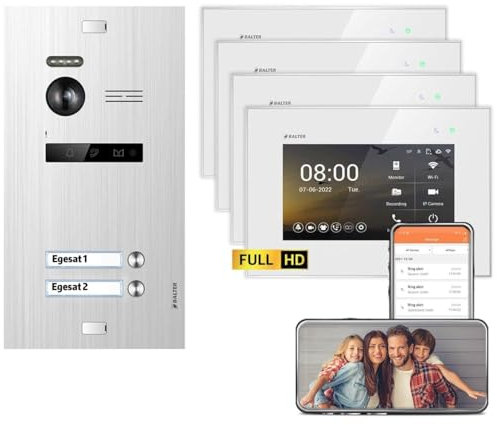 BALTER EVO HD WiFi Unterputz Silber 4x7 Weiß Video Türsprechanlage Set 2 FAM