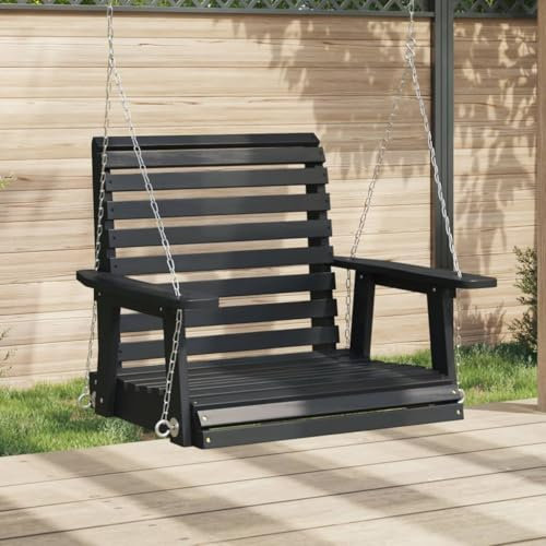 Furniture Select-Gartenschaukel mit Metallketten schwarz Massivholz Tanne