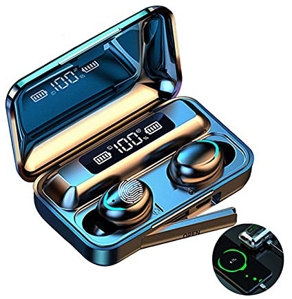 kosingna F9-5 True Weless Stereo Earphones Chargeable Stereo Sound Earbuds Waterproof Touch-control Headset Compatible with Android/iOS/PC Tablet Black