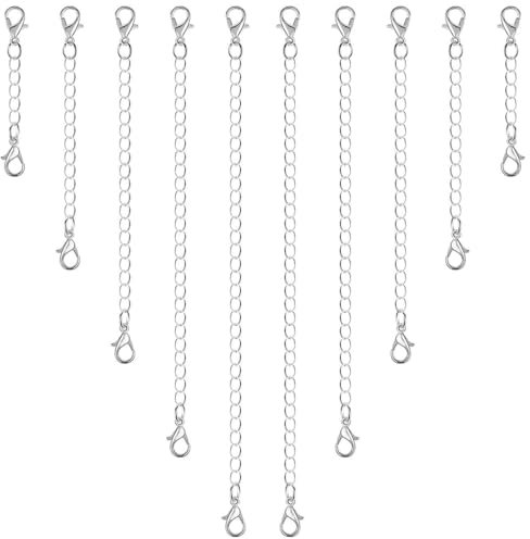 Catena di Estensione in Argento, 10pcs Gioielli Collana Bracciale Extender da Donna, Estensione della Catena per estendere collane e Braccialetti