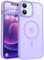 PuyaTeya für iPhone 12/12 pro Hülle, mit Magnetisch, Militärschutz Transluzent matt stoßfest Anti-Kratzen/Anti-Fingerprint/Anti-Glatte Handyhülle für iPhone 12/12 pro (Hell Lila)