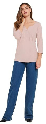 Long Tall Sally - LTS Tall Green Cotton Henley Top - Women's