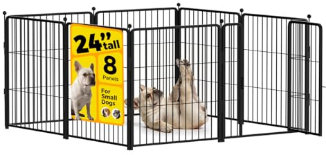 PETREEK Parc pour chien pour intérieur et extérieur – Clôture en métal robuste avec piquets, dessus arrondi pour plus de sécurité, design stable et pliable, facile à assembler, 61 cm, 8 panneaux