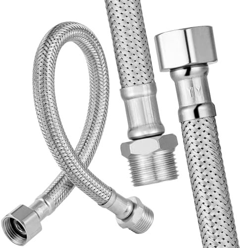 Pack of 2 Stainless Steel Flexible Hose,30CM Long Shower Pipe Hose 3/8 Inch Shower Hose,High Pressure Resistant Tap Connector Pipes for Plumbing Bathrooms Kitchens