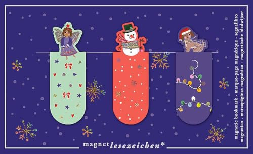 moses. Magnetlesezeichen Set Weihnachtszauber | Buchseitenmarkierung | Bookmarker | Lesezeichenset Hund für Buchliebhaber | Geschenk zum Buch