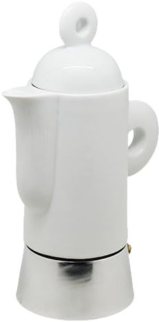 AKINDA Home - Caffettiera da 6 tazze in porcellana con base in alluminio - caffettiera porcellana - moka 6 tazze - caffettiera elegante - caffettiera bianca - moka design