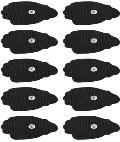 Schwarze Elektrodenpads mit Druckknopf 10 Stück aus Stoff | Komfortstoffrückseite, Wiederverwendbar, für Sanfte Körpermassage und 3, 5-mm Snap Anschluss