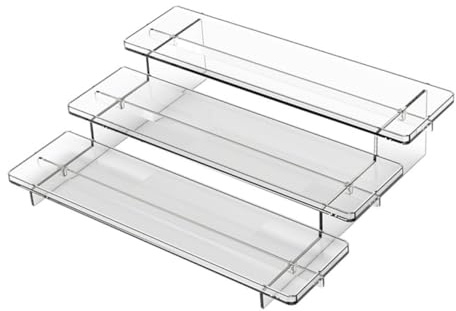 IWOWHERO Soporte Cosmético Multicapa Transparente de 3 Niveles Estante Tipo Escalera Desmontable para Escritorio Organizador Multifuncional para Perfumes Condimentos y Artículos de