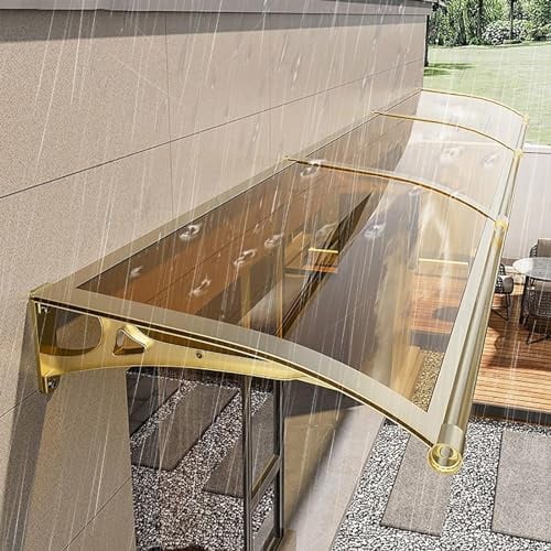 Dtyubfg Pensilina Tettoia in Policarbonato Trasparente, Tettoia per Porta e Ingresso, Pensilina da Esterno, Protezione Uv da Pioggia e Neve, Alluminio Bianco - 60x120cm