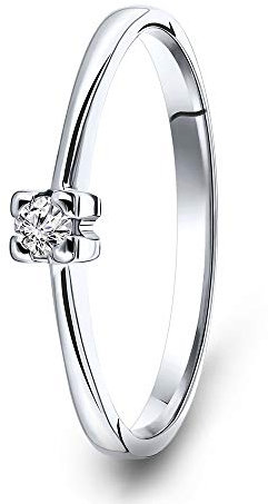 Miore Damen Weißgold Diamant Solitär Verlobungsring 14KT (585), Brillant 0.05 ct