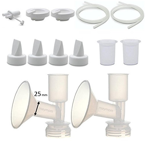 Maymom Pump Parts Compatible With Ameda Purely Yours Pumps; Incl. Silicone Membrane, Duckbill, Tubing, Flange; Replaces Ameda Spare Parts Kit (Flange 25 mm.)