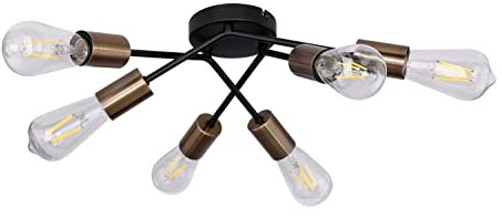 VINTAGE Decken Lampe Ess Zimmer Beleuchtung Messing antik Leuchte schwarz Globo 54003-6D