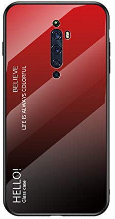 SHIEID Coque pour Oppo Reno 2Z,Boîtier en Verre trempé Transparent dégradé Case pour Oppo Reno 2Z (Rouge dégradé)