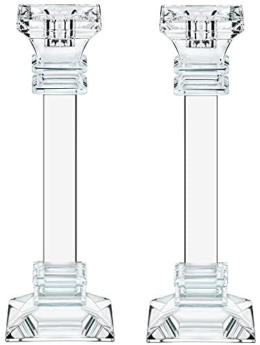 Lot de 2 bougeoirs en Cristal – Véritable bougeoir – Artisanat Fin – Décoration de Centre de Table Ultra élégante et Moderne – Idéal pour Le Salon et la Chambre à Coucher