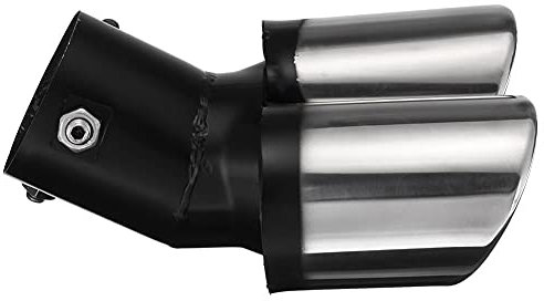 iSpchen Auto Auspuffrohr Edelstahl Gebogen Doppel Auspuff Endrohr Auspuffendrohr Auto Auspuffblenden Schalldämpfer 63mm