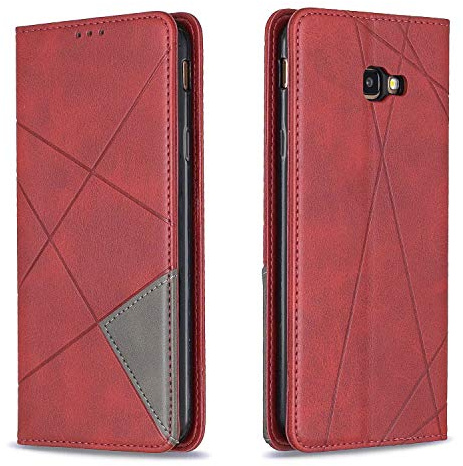 Posanter Kompatibel mit Samsung Galaxy J4 Plus 2018 Hülle, Handyhülle Samsung J4 Plus 2018, PU Leder Brieftasche Flip Schutzhülle Klapphülle(Rot)