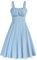 Belle Poque 50s Style Vintage Swing Dress for Women Sleeveless Halter Flared A-Line Dress for Beach Light Blue 380-03 L