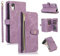 UEEBAI Case for iPhone XR, 9 Card Slots Retro Leather Wallet Shockproof Flip Cover with Hand Strap Card Slots Zipper Pocket Kickstand Handbag Magnetic Closure - Vintage Purple
