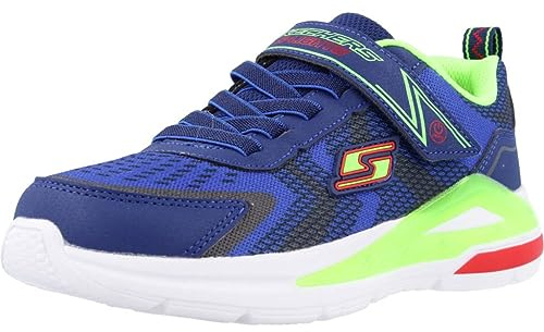 Skechers 401660L NVLM, Sneaker, Navy Textile/Lime & Red Trim,