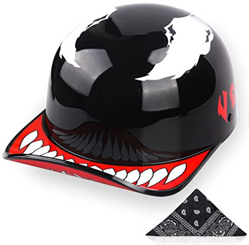 Halbhelm Motorradhelm Jethelm Herren Halbschalenhelm Mit ECE-Zugelassener Retro Brain Cap Halbschale Rollerhelm Chopper Scooter Helm Baseball Kappe