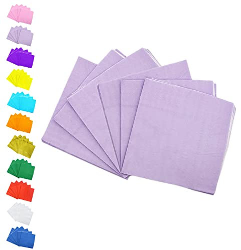 Aisszhao 33cm Purple ServiettesNapkins, 20Pcs Party Disposable Paper Napkins 2Ply, Soft Solid Colour Dinner Decorative Paper