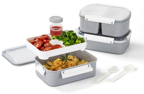 Lille Home 3800ml Lunch Sandwich Boxes, 3-Pack Large Salad Bento Box, Salad Food Storage Containers, Packed Lunch Box, Microwavable Lunch Box for Lunches, Salads, Snacks