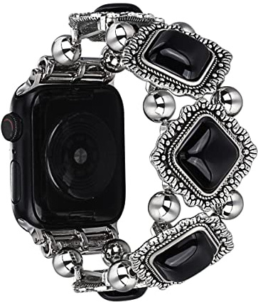 CHARMINGO Beaded Bracelet Compatible with Apple Watch Band 38mm 40mm 41mm 42mm 44mm 45mm 49mm Women Men, Western Apple Watch Band Jewelry for iWatch Band Series SE Ultra 9 8 7 6 5 4 3 2 1