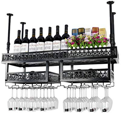 EYLINK Weinregale, Wand-Weinregale im amerikanischen Stil, Metall-Eisen-Lagerregal in der Bar, Haushalt, Dachgeschoss, Decke, Wandmontage, zum Aufhängen, für Wein, Champagner, Glas, Kelche, Stielgl
