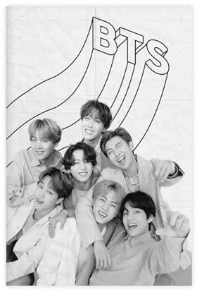 NEDOES BTS Retro-Poster auf Leinwand, Schlafzimmer, Dekoration, Sport, Landschaft, Büro, Raumdekoration, Geschenk, ungerahmt, 30 x 45 cm