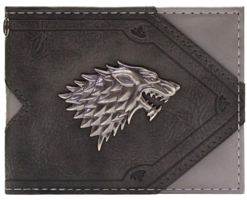 GoT Haus Stark Silber Direwolf Emblem Geldbörse / Geldbeutel Id & Karte, Grau