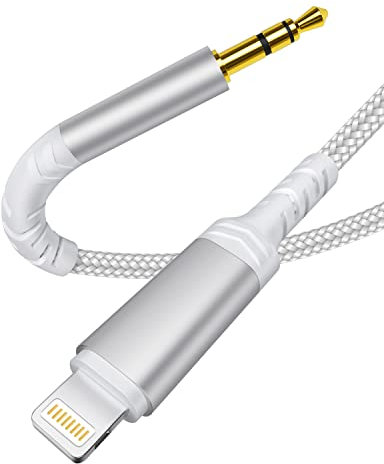 [Certificato Apple MFi] Cavo Aux per iPhone, 1M cavo audio da Lightning a 3,5 mm intrecciato per auto Macchina Cuffie Altoparlante Stereo Connettore compatibile con iPhone 14/14 Pro/13/11/12/8/7/X/XR