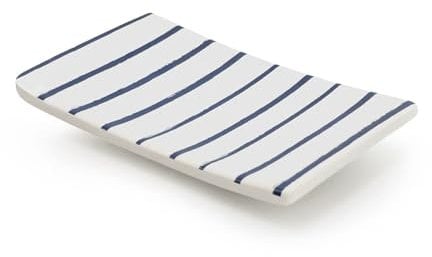 Carousel Home Harbour Stripe Ceramic Soap Dish | Nautical Bathroom Kitchen Soap Storage Holder Tray | Decorative Hand Soap Dish Bathroom Accessory